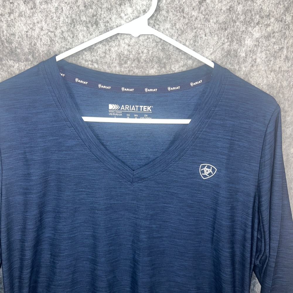 Ariat Laguna LS Top Womens Large Navy Blue Heathered V-Neck AriatTEK 10041608 - Picture 5 of 9